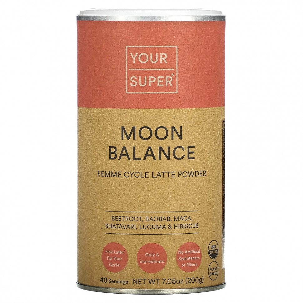  Your Super, Moon Balance, Femme Cycle Latte Powder, 7.05 oz (200 g)  IHerb ()