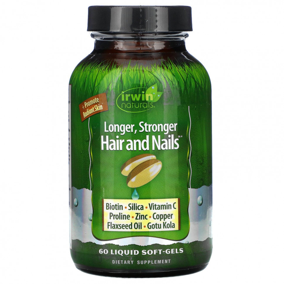   Irwin Naturals, Longer, Stronger Hair and Nails, 60 Liquid Soft-Gels   -     , -,   