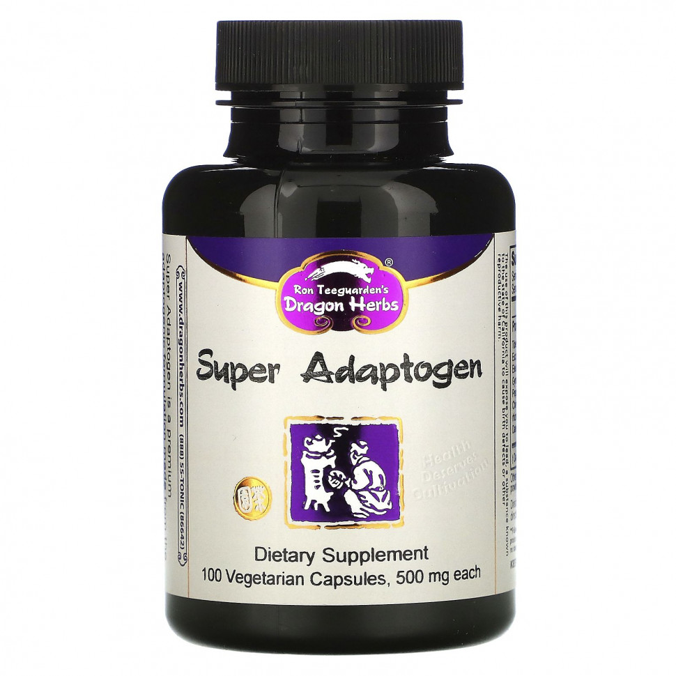   Dragon Herbs, Super Adaptogen, 500 mg, 100 Vegetarian Capsules   -     , -  