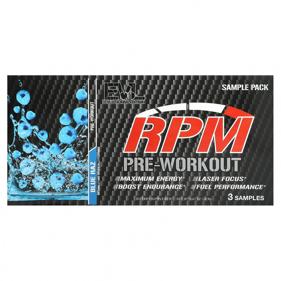   EVLution Nutrition, RPM,  , , Blue Raz, 3 -, 18,9  (0,67 )   -     , -  