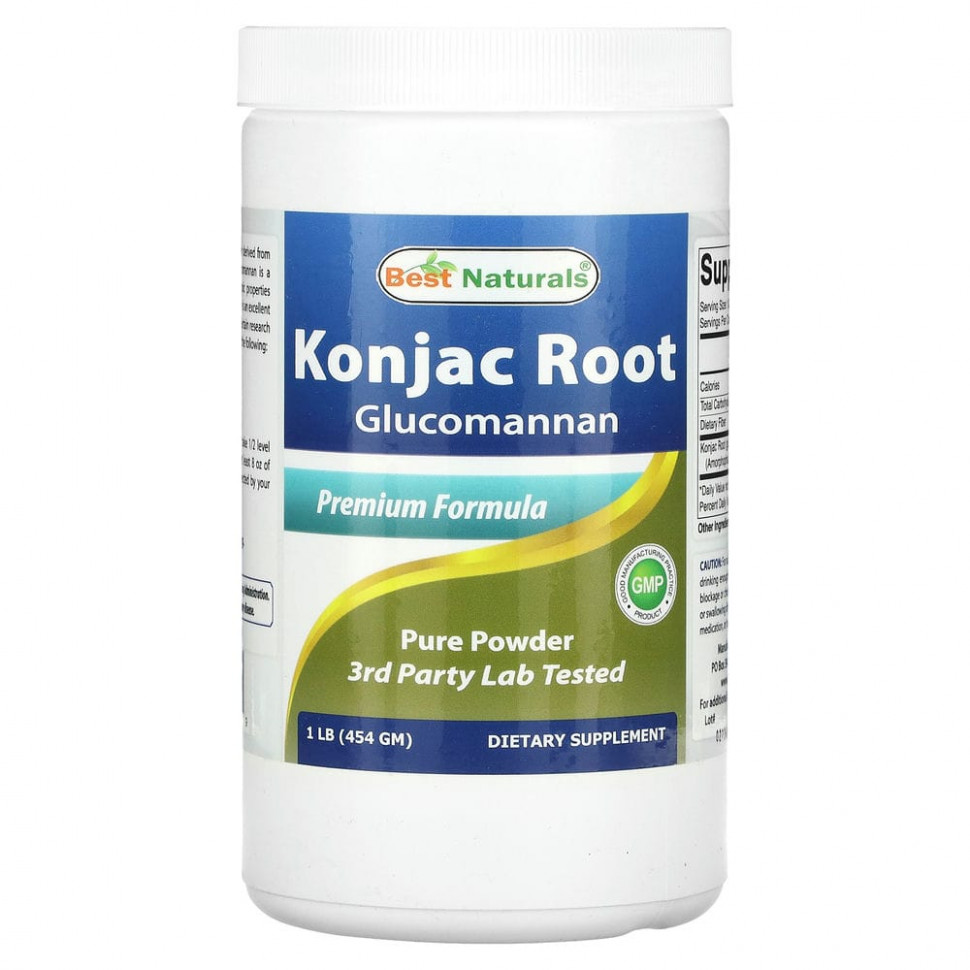   Best Naturals, Konjac Root Glucomannan, Premium Formula, 1 lb (454 g)   -     , -,   