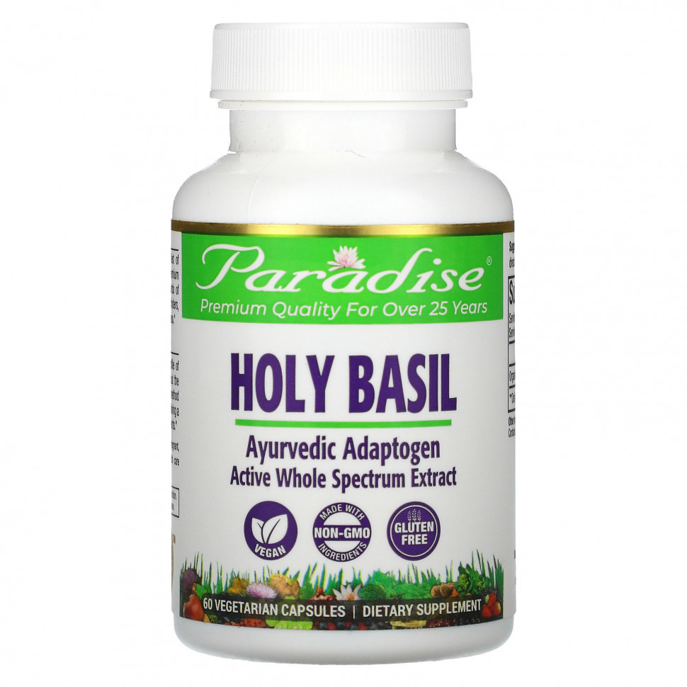   Paradise Herbs, Organics, Holy Basil, 60 Vegetarian Capsules   -     , -  