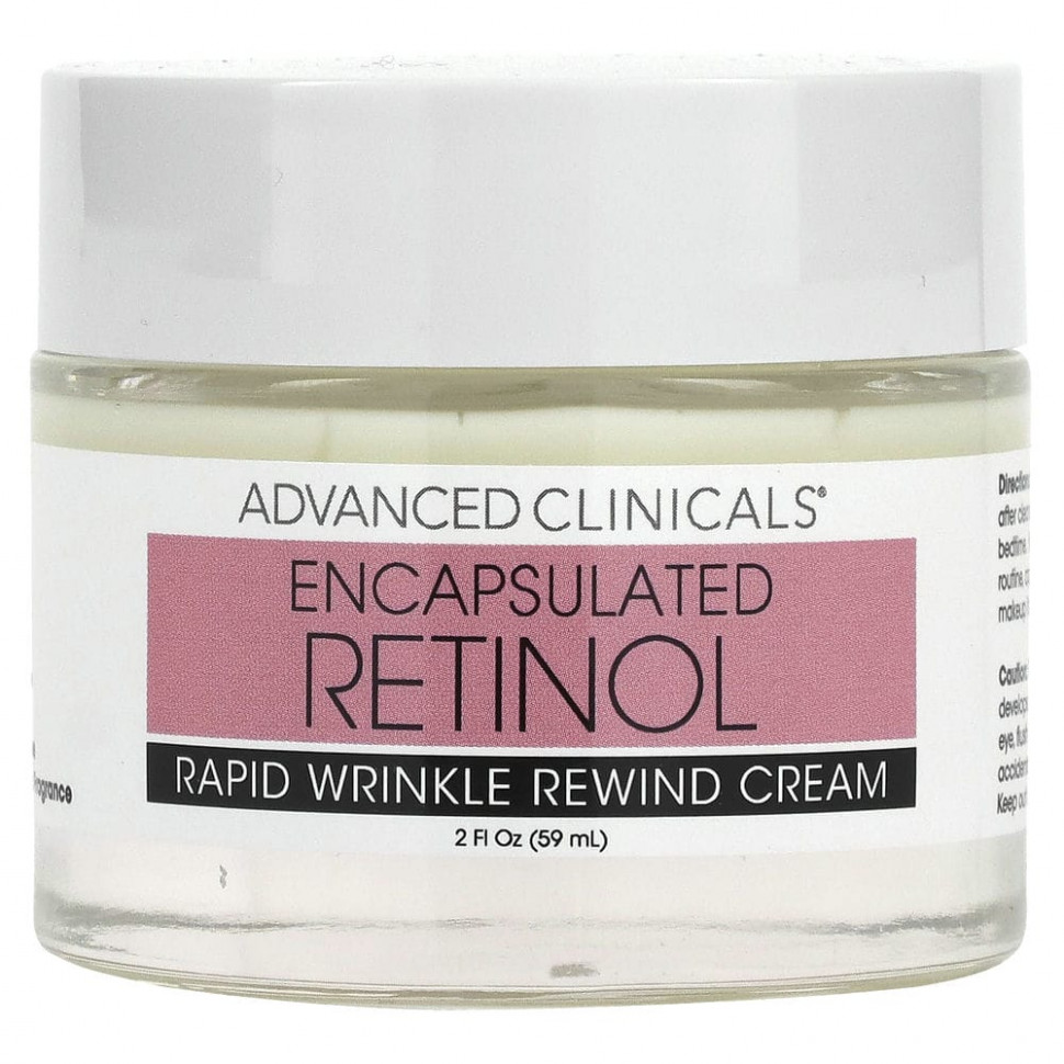   Advanced Clinicals, Encapsulated Retinol, Rapid Wrinkle Rewind Cream, Fragrance Free, 2 fl oz (59 ml)   -     , -  