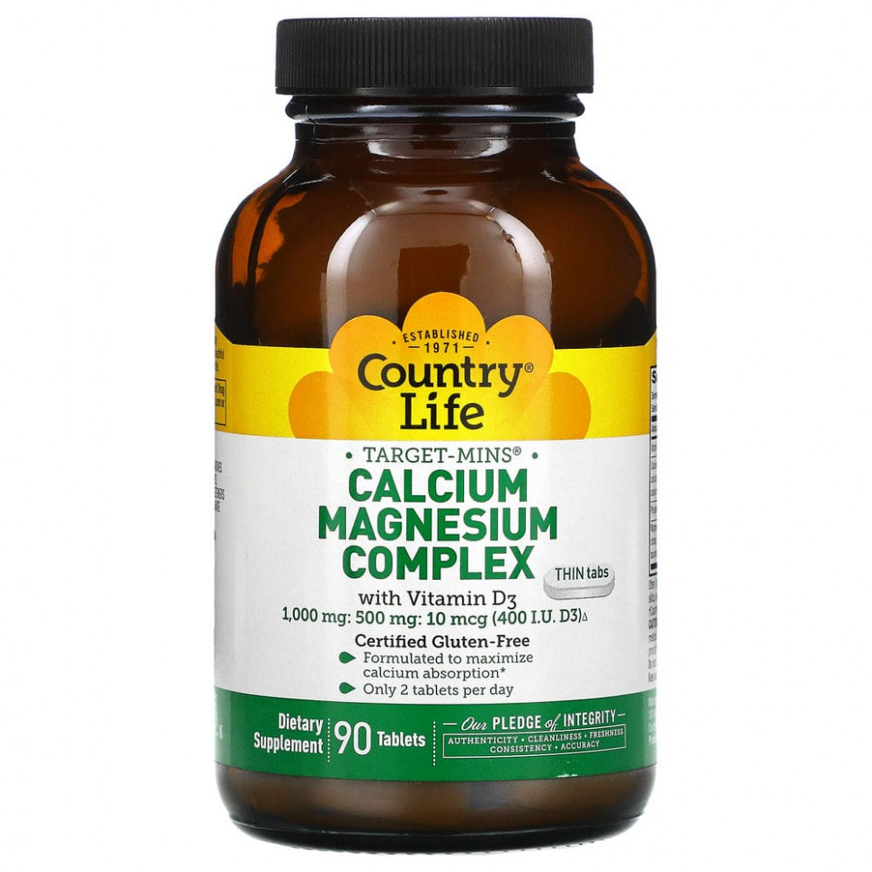   Country Life, Calcium Magnesium Complex with Vitamin D3, 90 Tablets   -     , -,   