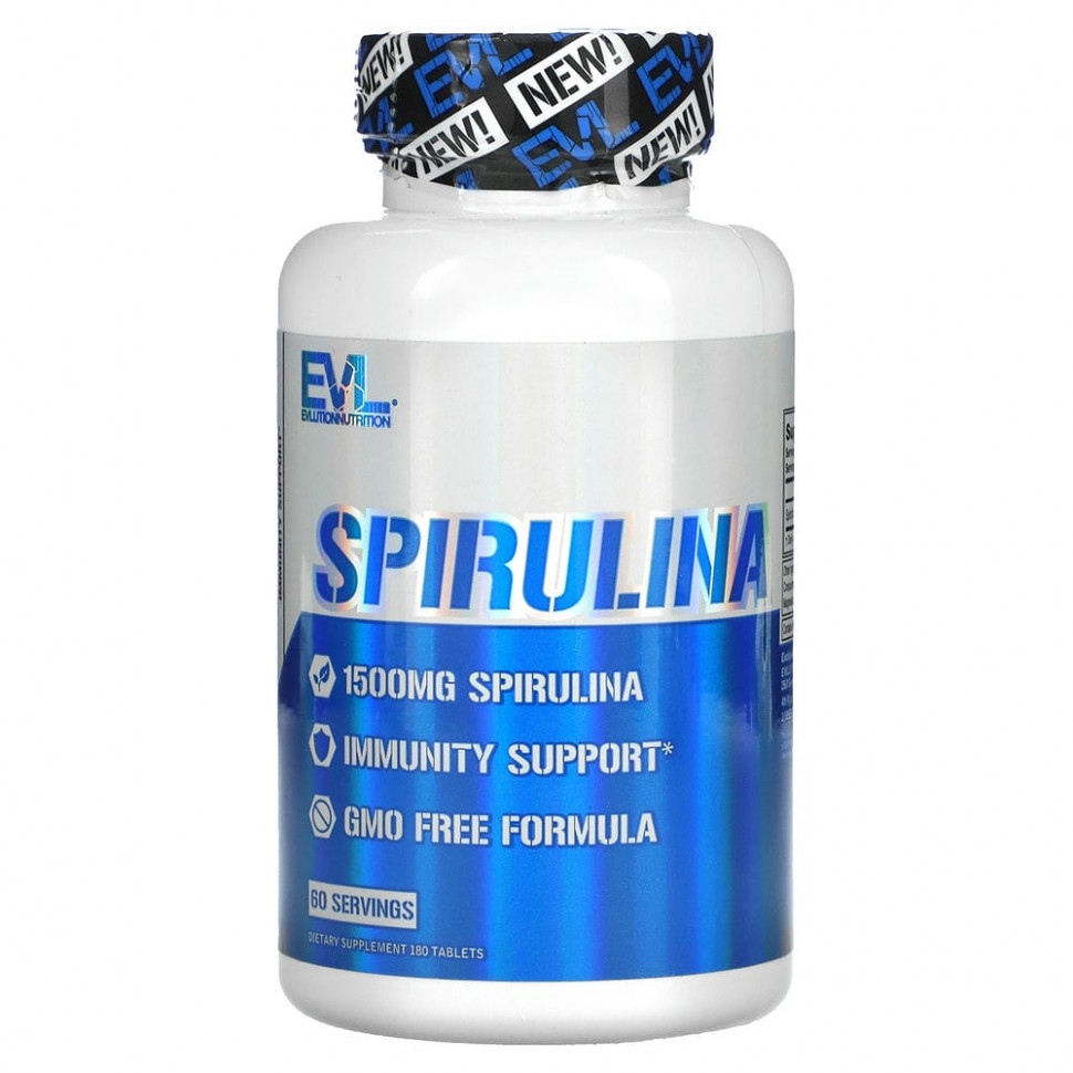   EVLution Nutrition, Spirulina, 500 mg, 180 Tablets   -     , -,   