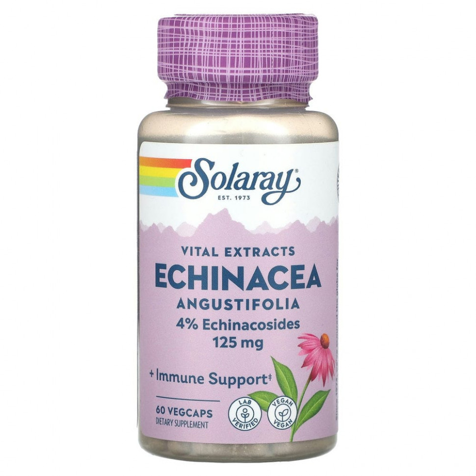   Solaray, Vital Extracts, Echinacea Angustifolia, 125 mg, 60 VegCaps   -     , -  