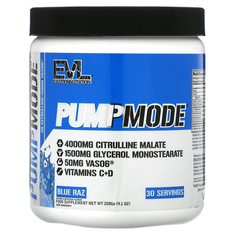   EVLution Nutrition, PumpMode, Blue Raz, 258  (9,1 )   -     , -  