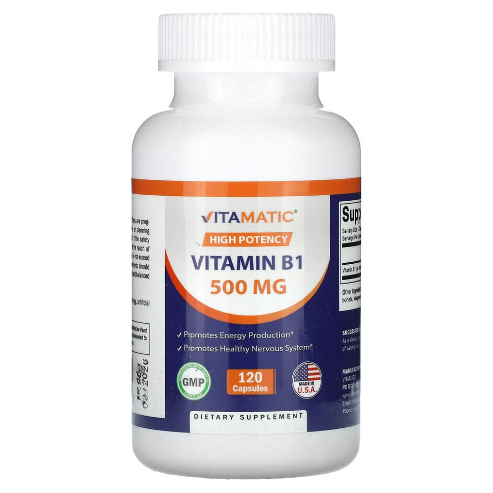   Vitamatic, High Potency,  B1, 500 , 120    -     , -,   