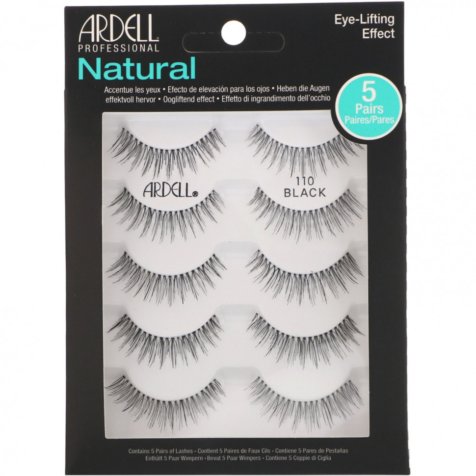   Ardell, Natural, Lash #110, 5 Pairs   -     , -  