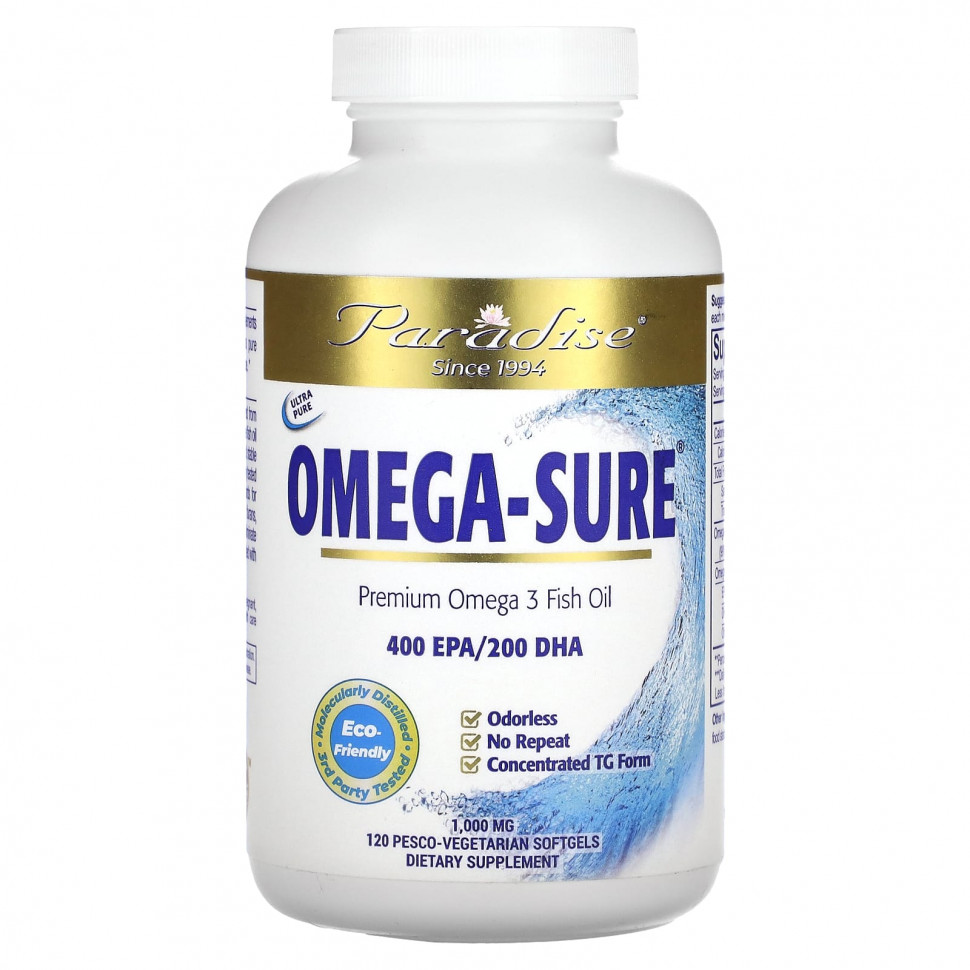   Paradise Herbs, Omega-Sure,      -3, 1000 , 120     -     , -  