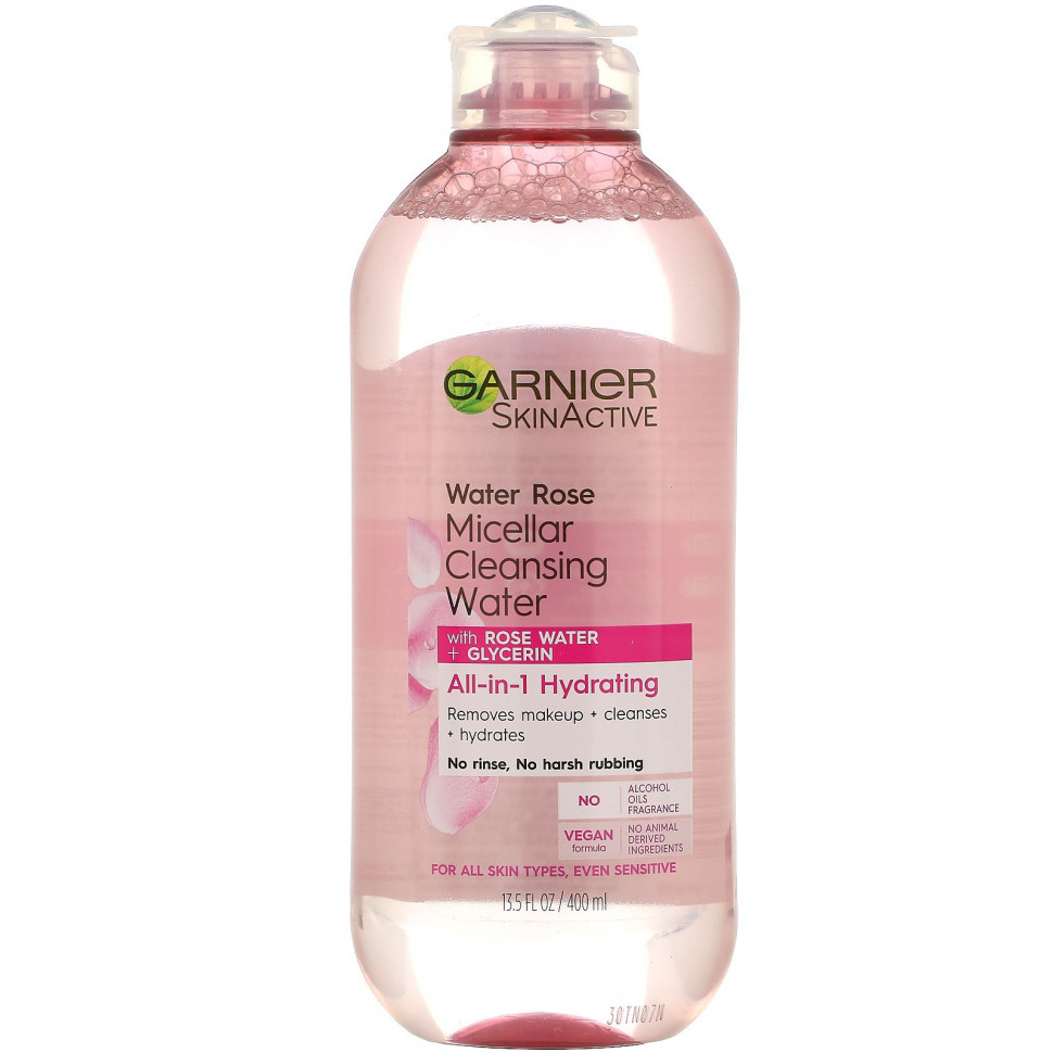   Garnier, SkinActive, Water Rose Micellar Cleansing Water, 13.5 fl oz (400 ml)   -     , -,   