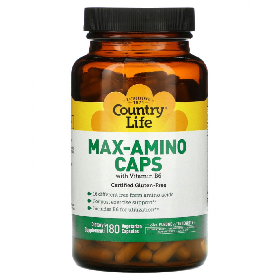   Country Life, Max-Amino Caps,   B-6, 180     -     , -  