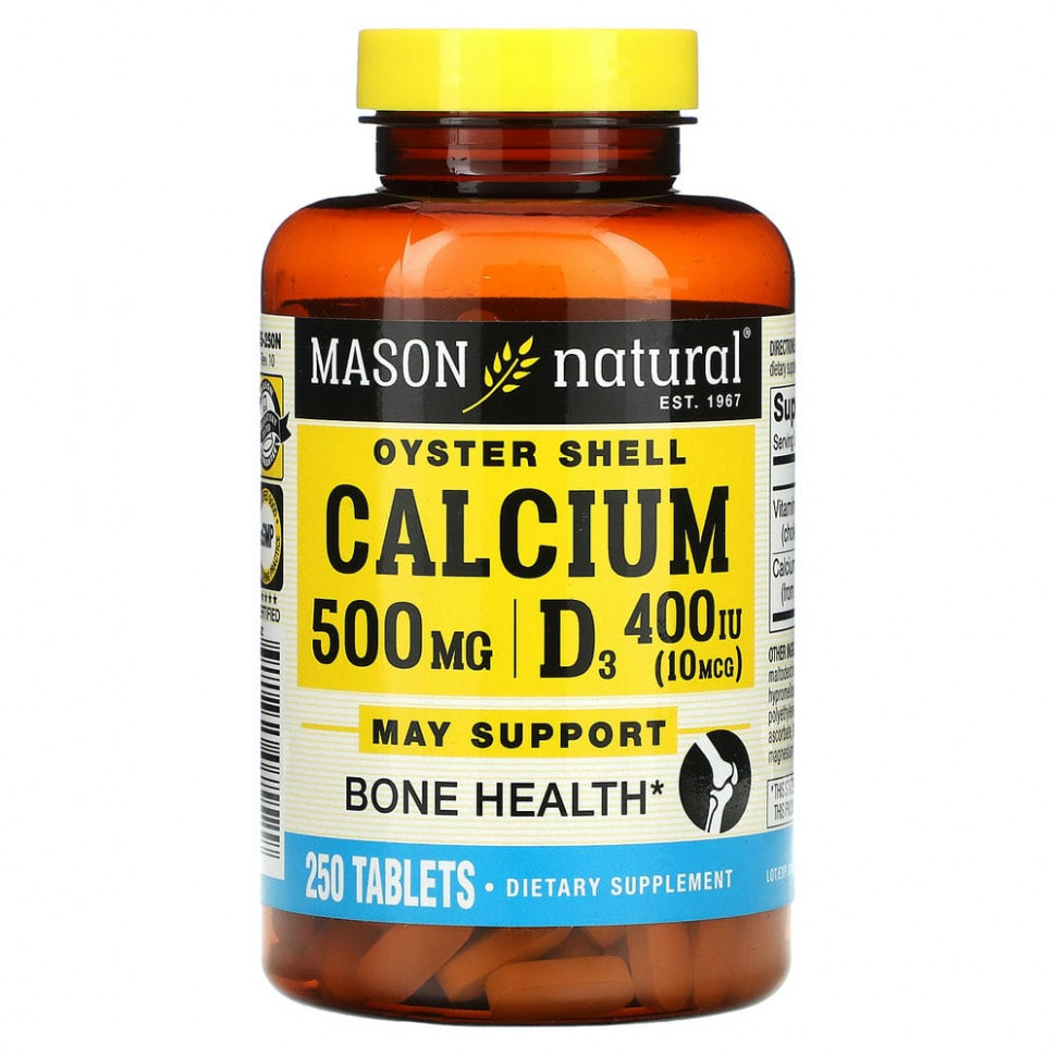   Mason Natural, Oyster Shell Calcium Plus D3`` 250    -     , -  