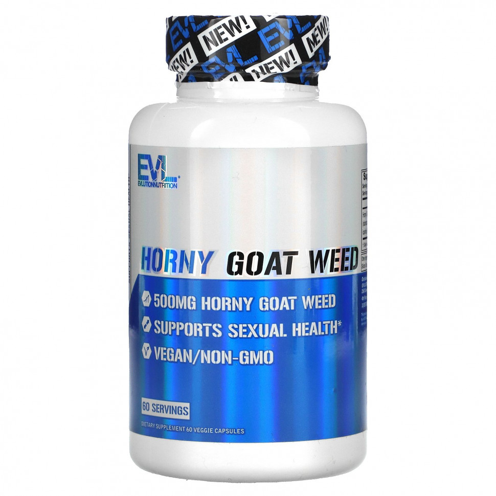   EVLution Nutrition, Horny Goat Weed, 500 mg , 60 Veggie Capsules   -     , -  