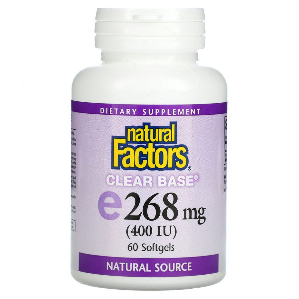  Natural Factors, Clear Base Vitamin E, 268  (400 ), 60    IHerb ()