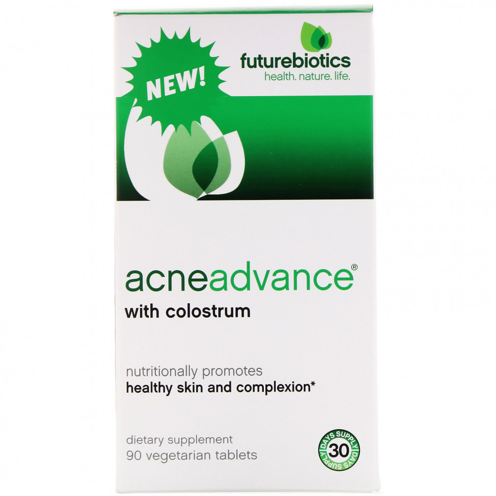   FutureBiotics, Acne Advance with Colostrum, 90 Vegetarain Tablets   -     , -  