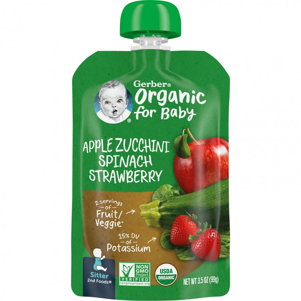   Gerber, Organic for Baby, 2nd Foods, , ,   , 99  (3,5 )   -     , -  