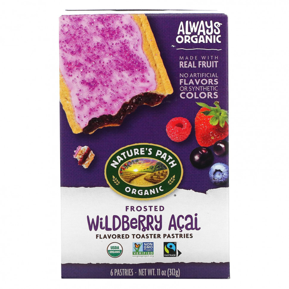   Nature's Path, Toaster Pastries, Frosted Wildberry Acai, 6 Pastries, 52 g Each   -     , -,   