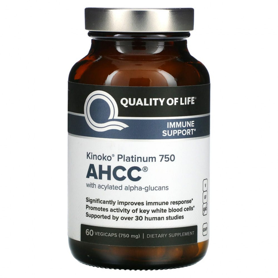  Quality of Life Labs, Kinoko Platinum AHCC,  , 750 , 60    IHerb ()