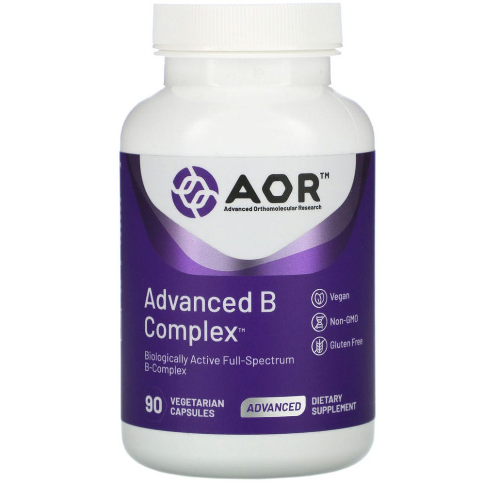   Advanced Orthomolecular Research AOR, Advanced B Complex,     , 90     -     , -  