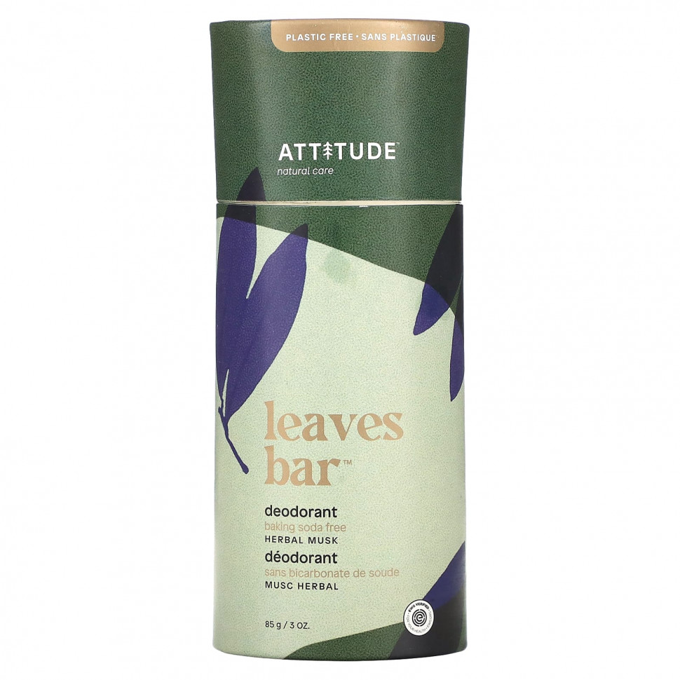   ATTITUDE, Leaves Bar, Deodorant, Herbal Musk, 3 oz (85 g)   -     , -  