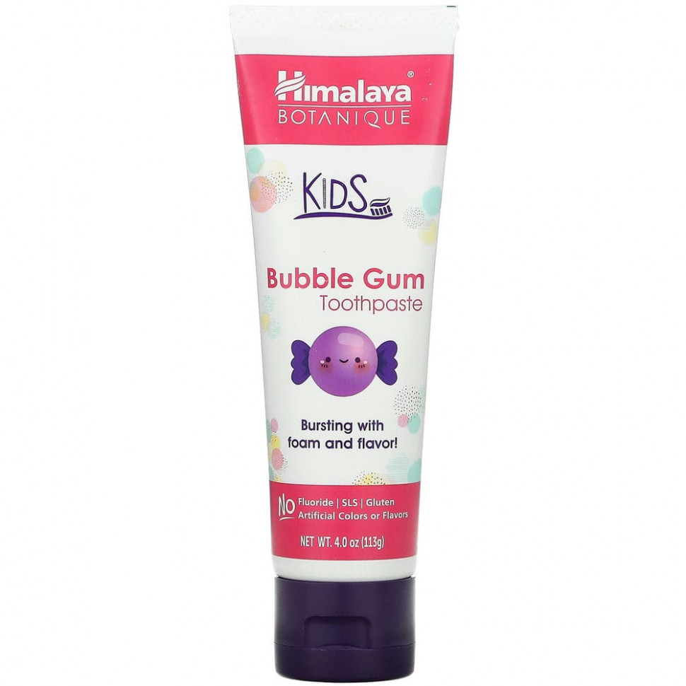   Himalaya, Botanique, Kids Toothpaste, Bubble Gum, 4.0 oz (113 ml)   -     , -  