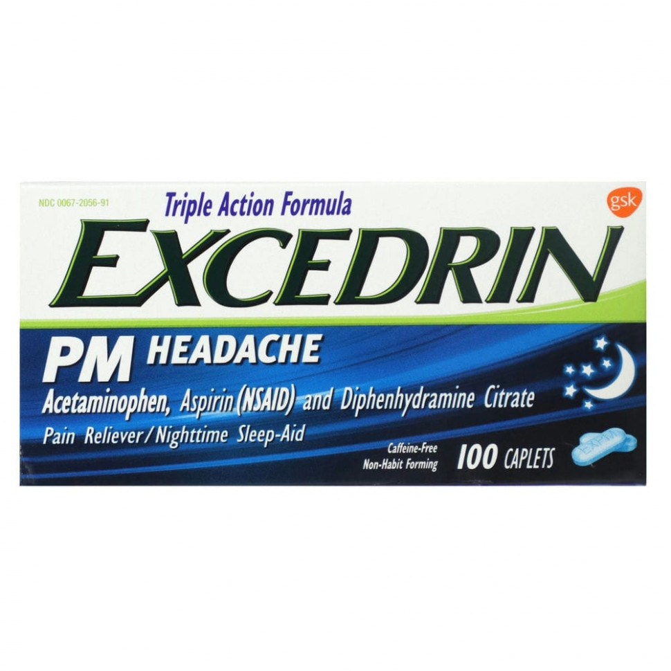   Excedrin, PM Headache, 100    -     , -  