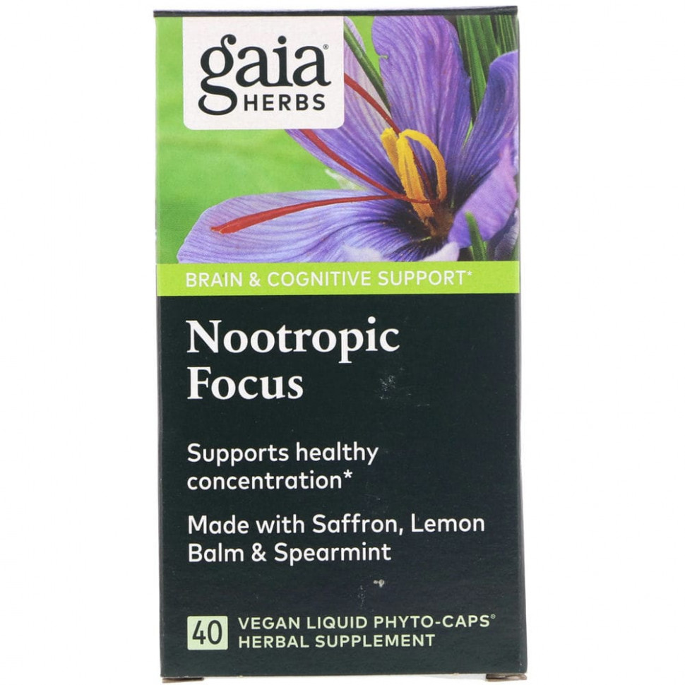   Gaia Herbs, Nootropic Focus, 40 Vegan Liquid Phyto-Caps   -     , -,   