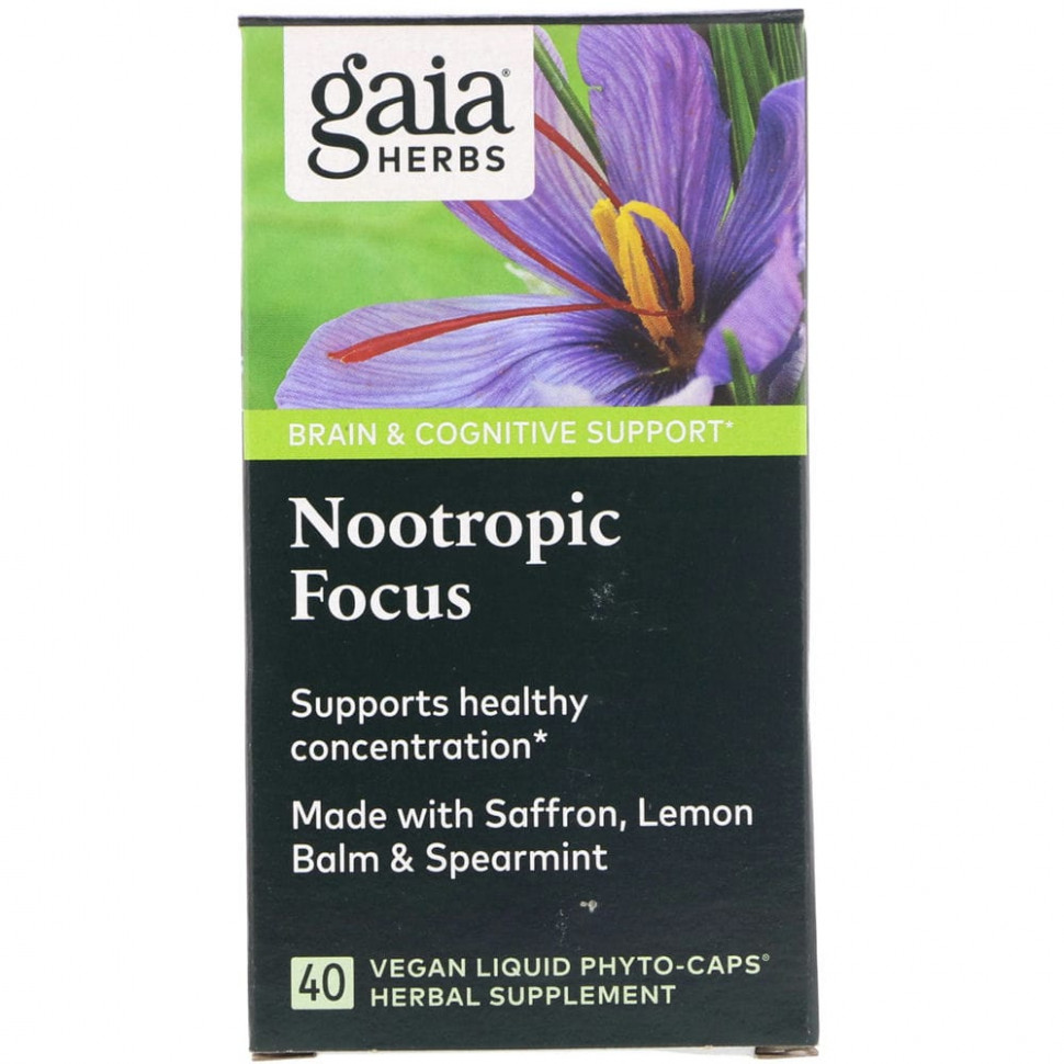   Gaia Herbs, Nootropic Focus, 40 Vegan Liquid Phyto-Caps   -     , -  