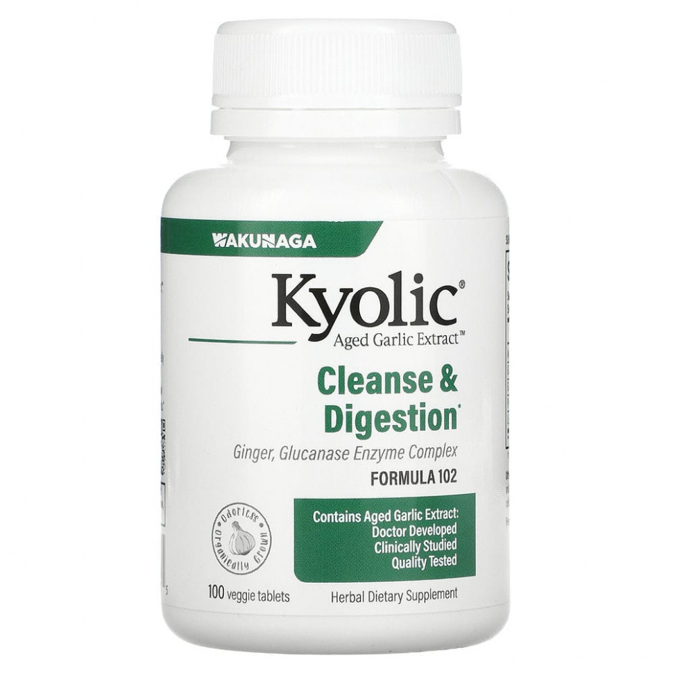   Kyolic, Kyolic Formula 102, Candida Cleanse & Digestion, 100 Vegetarian Tablets   -     , -,   