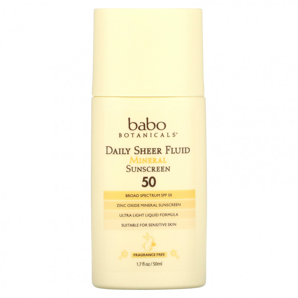   Babo Botanicals, Daily Sheer Fluid Mineral Sunscreen 50,  , 50  (1,7 . )   -     , -  