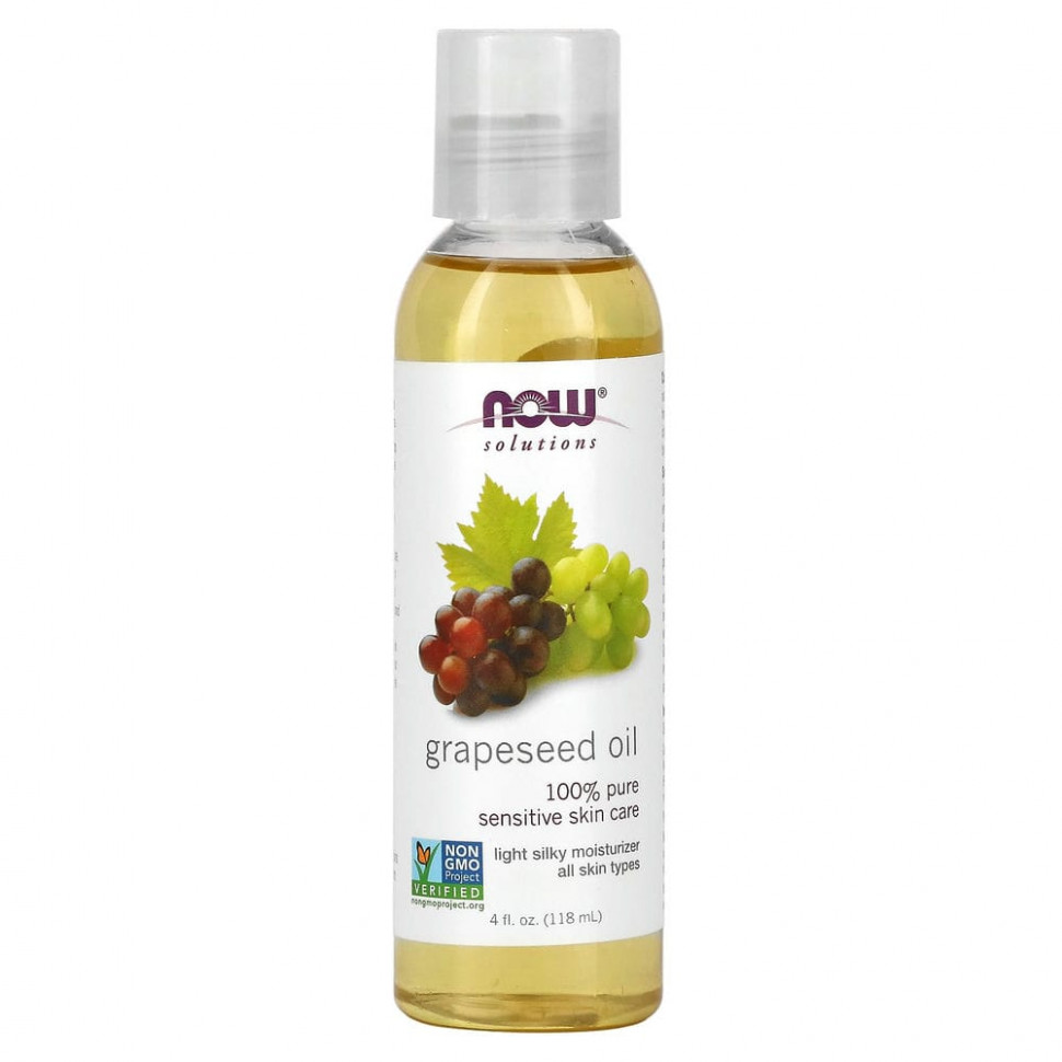   NOW Foods, Solutions, Grapeseed Oil, 4oz   -     , -  