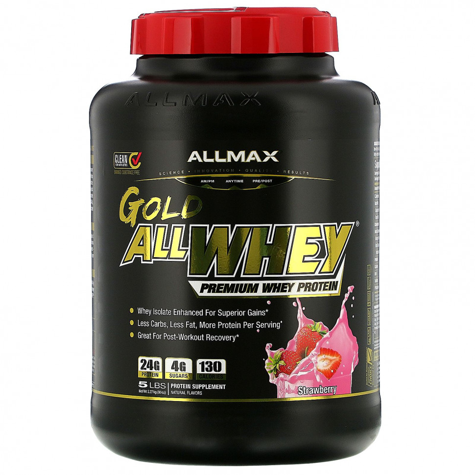   ALLMAX Nutrition, AllWhey Gold, Premium Whey Protein, Strawberry, 5 lbs. (2.27 kg)   -     , -  