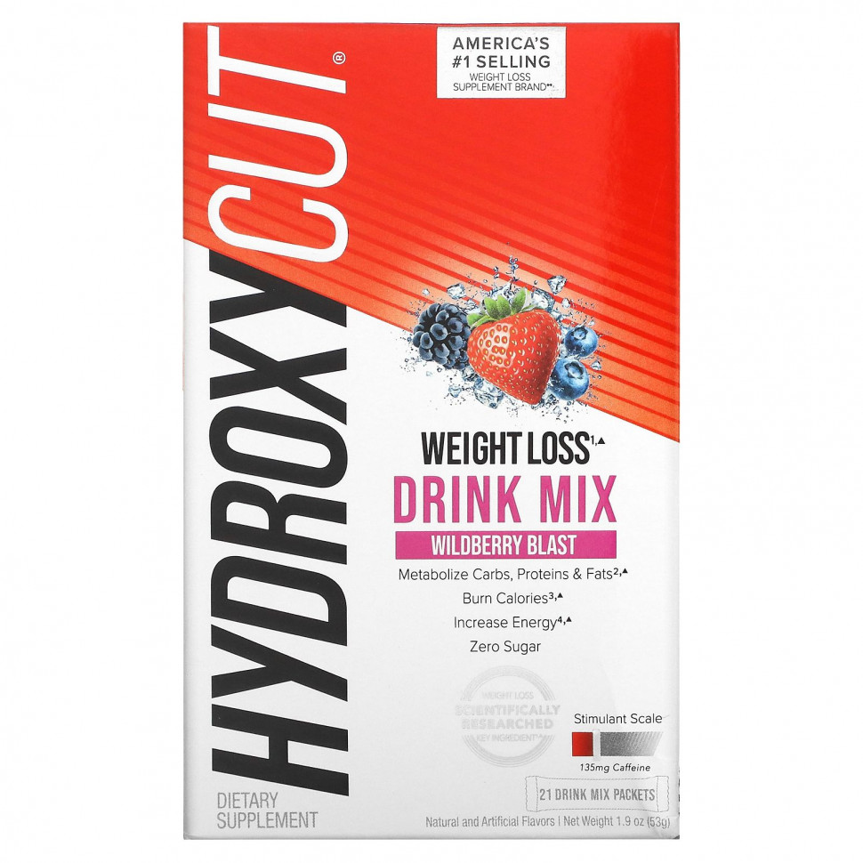   Hydroxycut, Weight Loss Drink Mix, Wildberry Blast, 21 Packets, 1.9 oz (53 g)   -     , -  