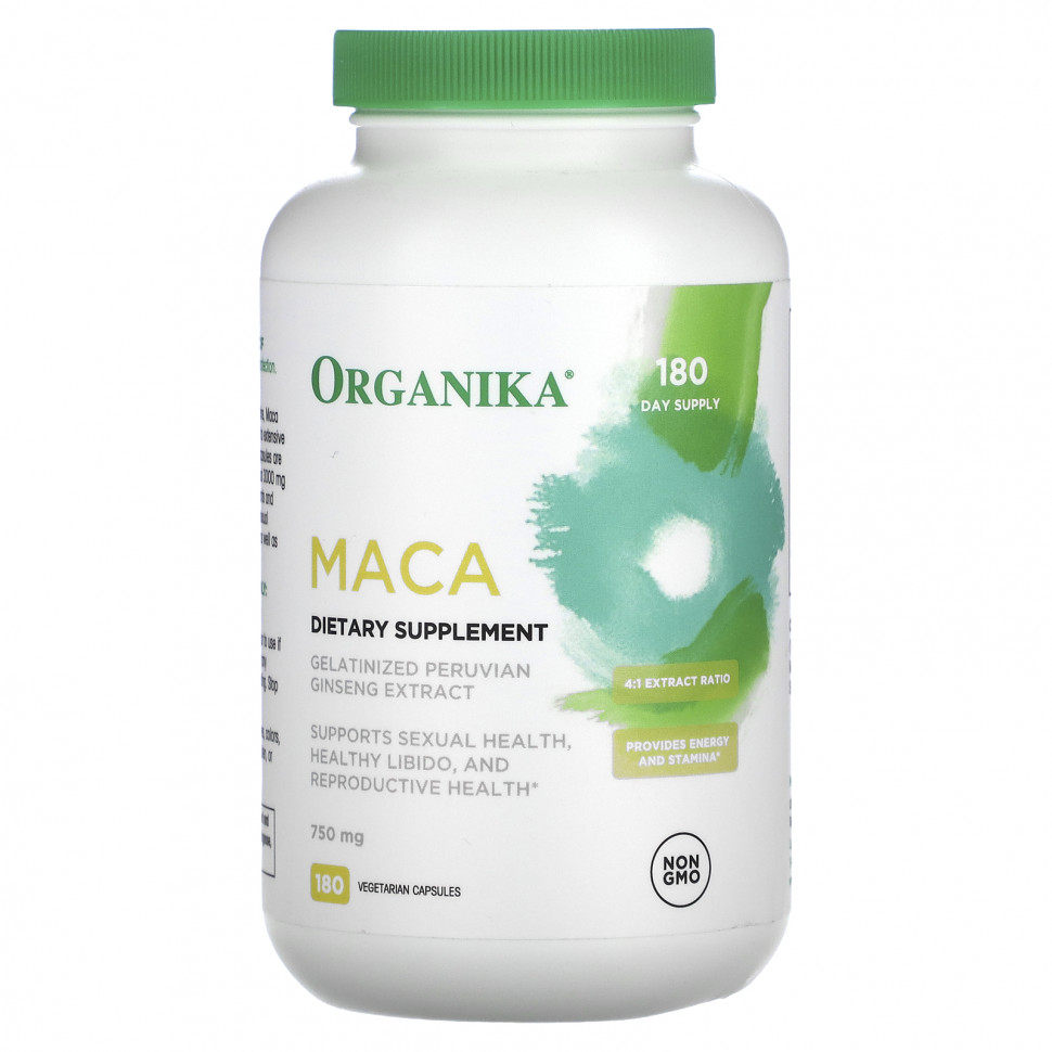   Organika, MACA, 750 mg, 180 Vegetarian Capsules   -     , -  