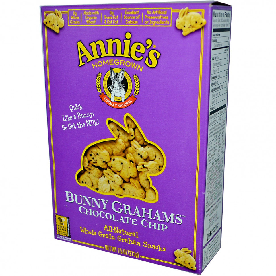   Annie's Homegrown, Bunny Grahams, Chocolate Chip, 7.5 oz (213 g)   -     , -  