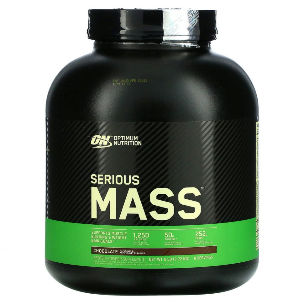   Optimum Nutrition, Serious Mass,High Protein Gain Powder, Chocolate, 6 lbs (2.72 kg)   -     , -,   