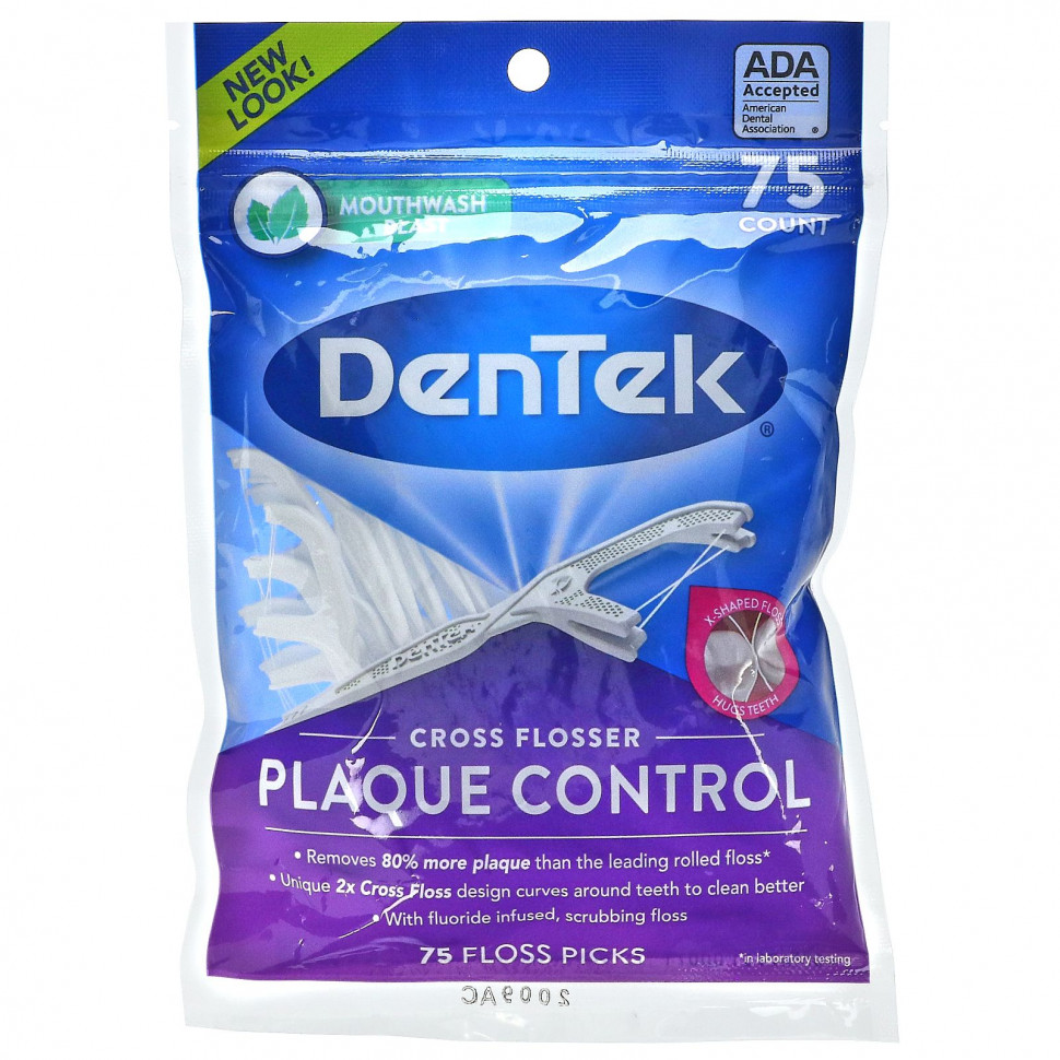   DenTek, Cross Flosser Plaque Control,    , 75    -     , -  