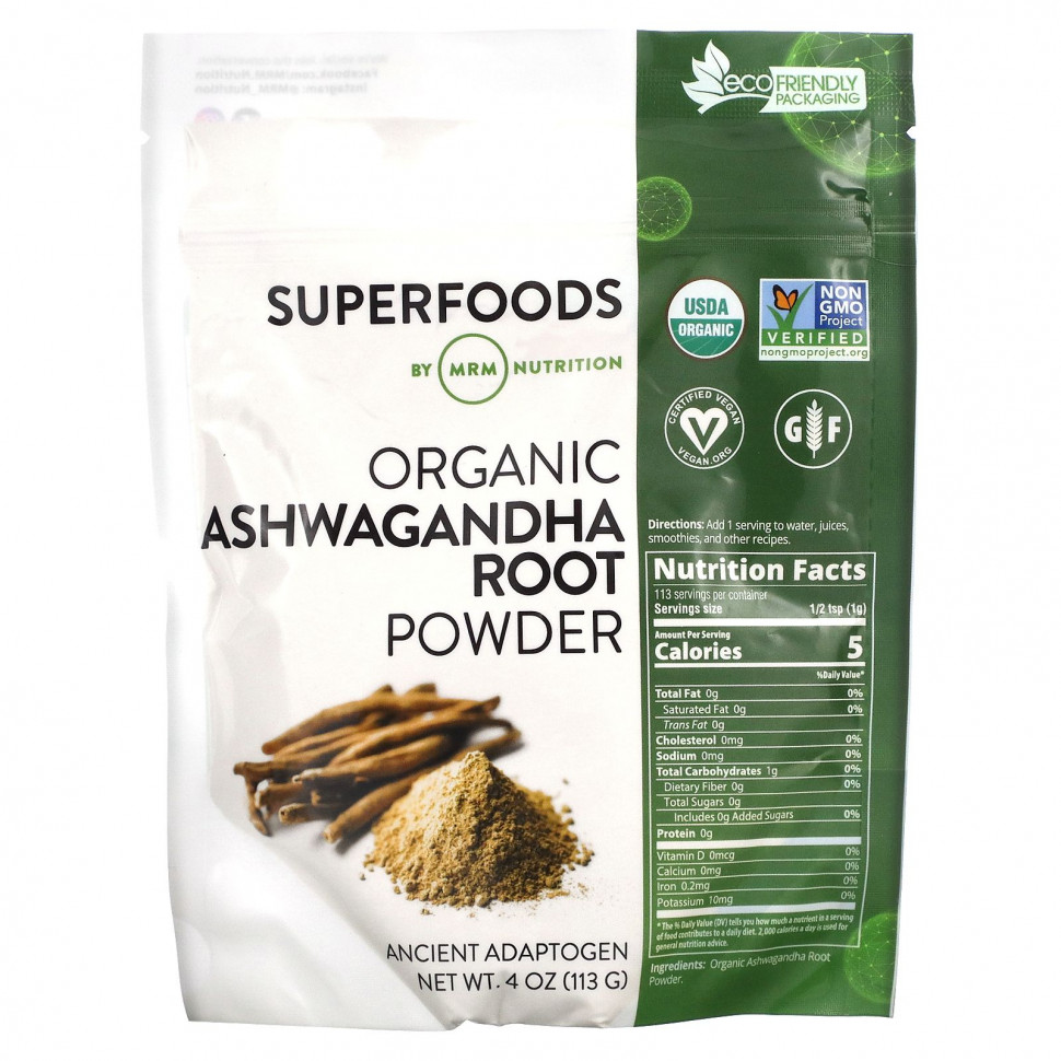   MRM Nutrition, Organic Ashwagandha Root Powder, 4 oz (113 g)   -     , -,   