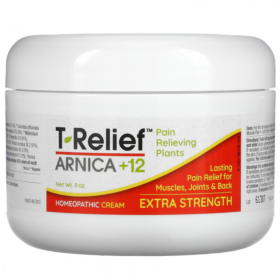   MediNatura, T-Relief, Plant-Based Extra Strength Pain Cream, 8 oz   -     , -  