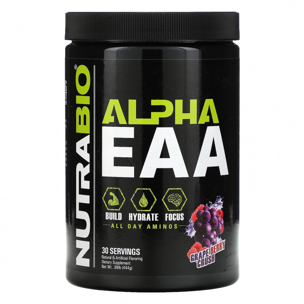   NutraBio Labs, Alpha EAA, Grape Berry Crush, 0.98 lb (444 g)   -     , -  