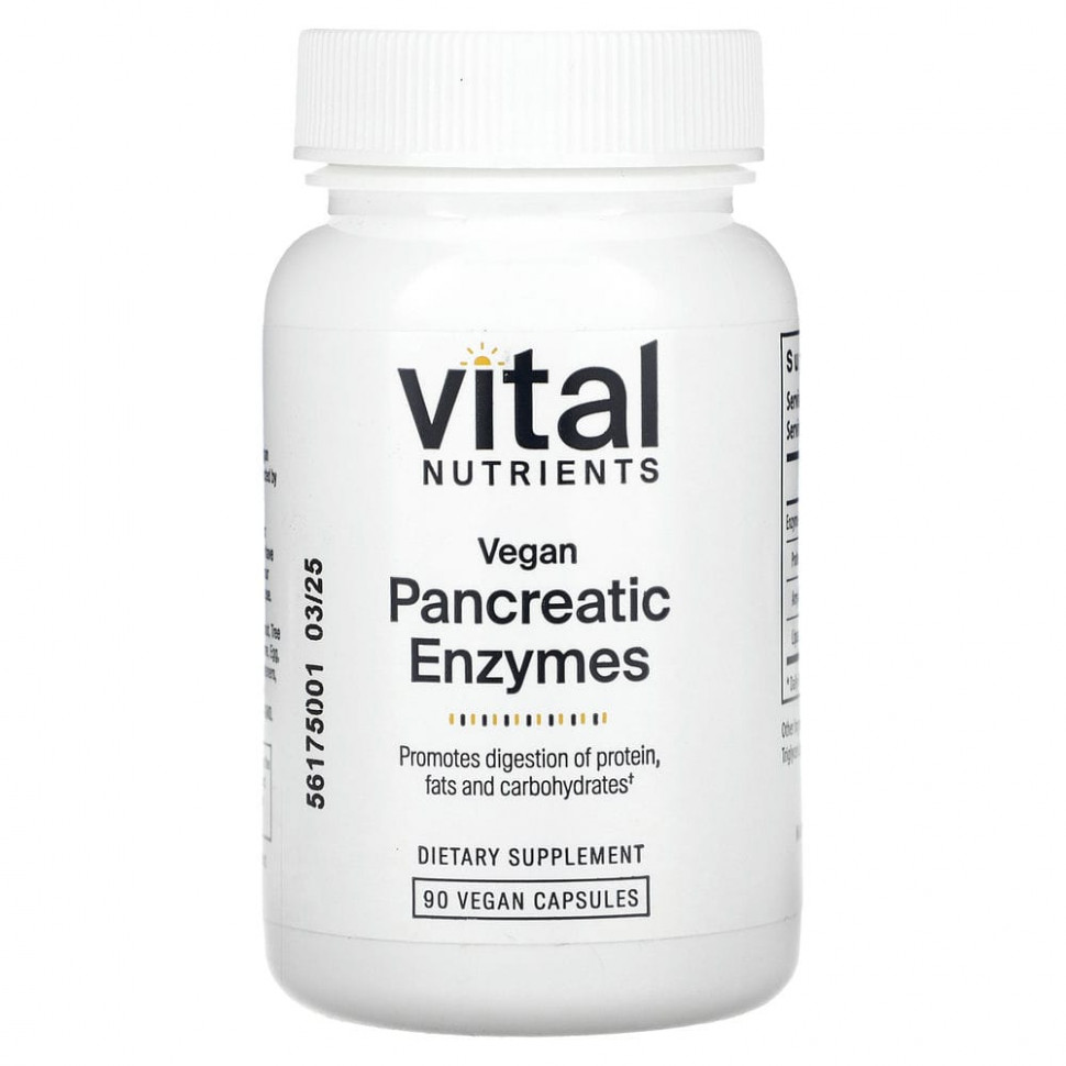   Vital Nutrients, Vegan Pancreatic Enzymes , 90 Capsules   -     , -  