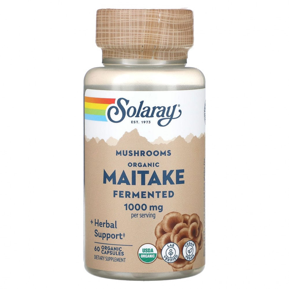   Solaray, Fermented Maitake, Mushrooms, 500 mg, 60 Organic Capsules   -     , -,   