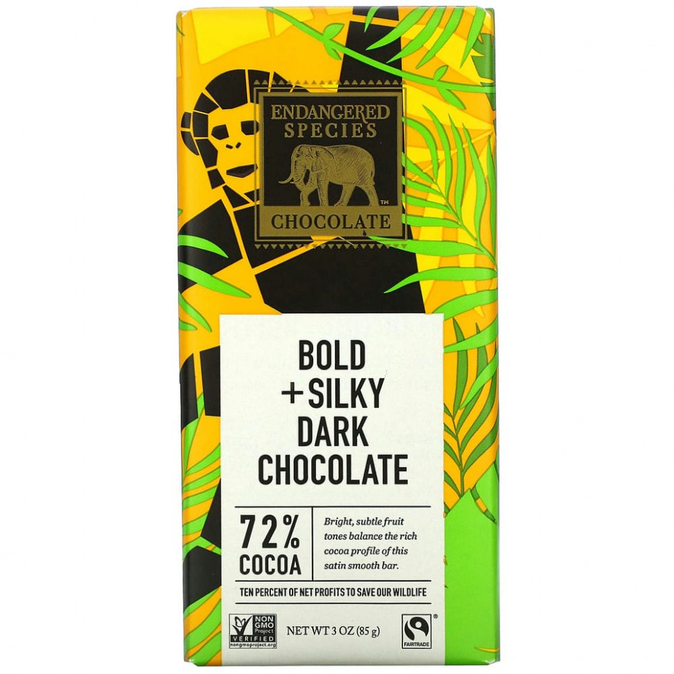   Endangered Species Chocolate,   Bold + Silky, 72% , 3  (85 )   -     , -  