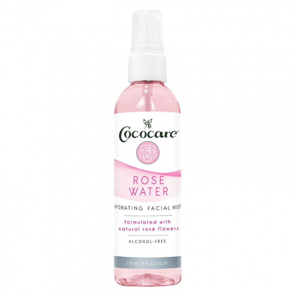   Cococare, Rose Water, Hydrating Facial Mist, Alcohol-Free, 4 fl oz (118 ml)   -     , -  