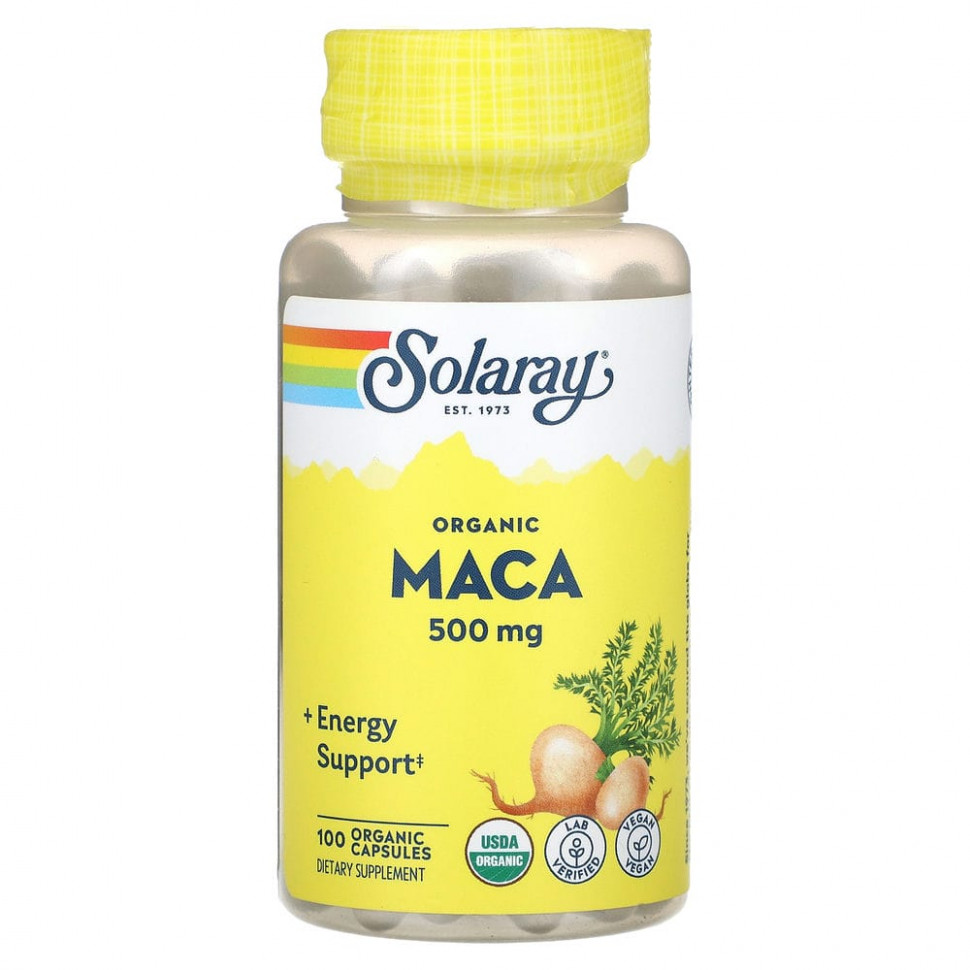   Solaray, Organic Maca, 500 mg, 100 Organic Capsules   -     , -  