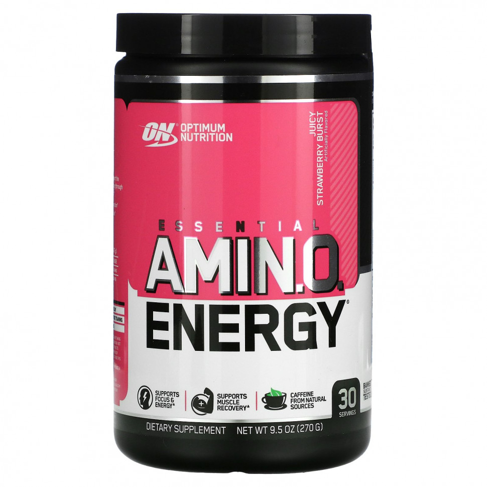   Optimum Nutrition, Essential Amino Energy, Juicy Strawberry Burst, 9.5 oz (270 g)   -     , -  