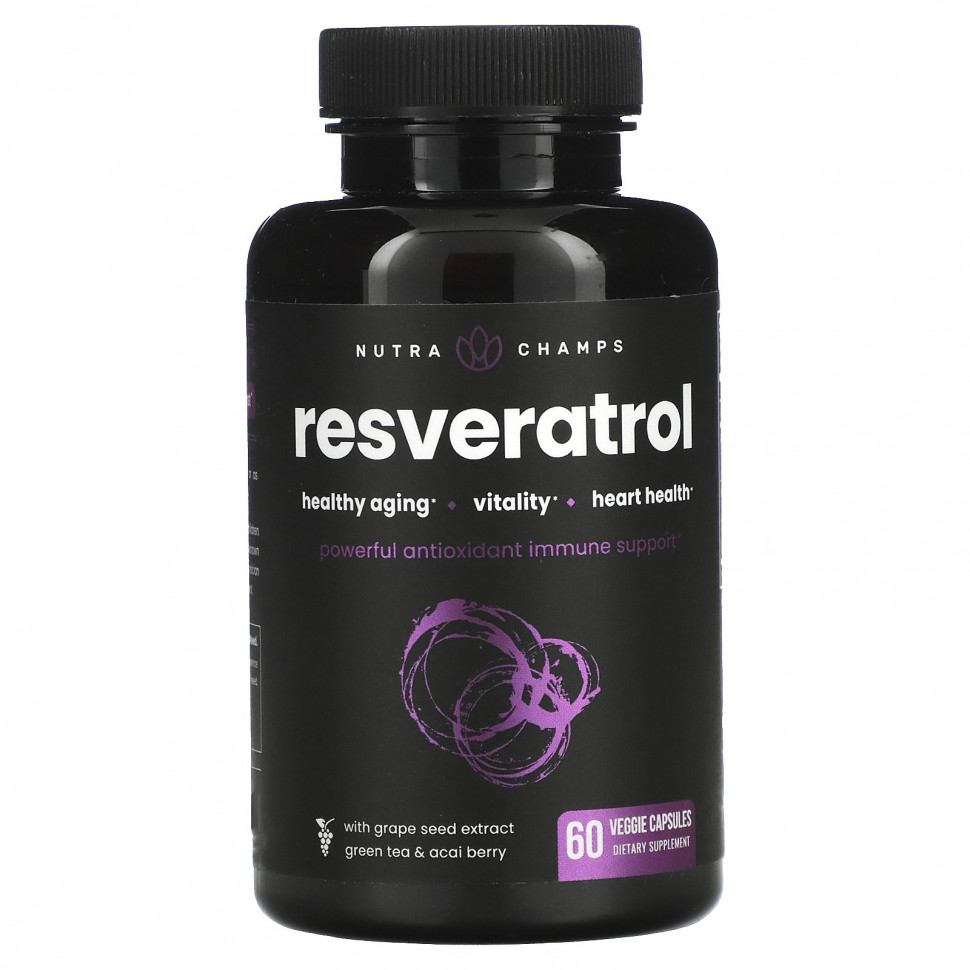   NutraChamps, Resveratrol, 60 Veggie Capsules   -     , -  