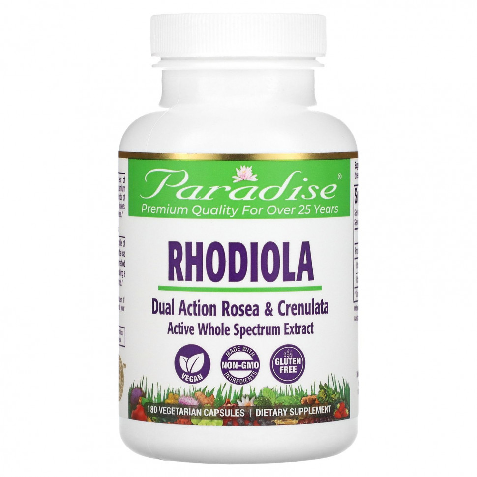   Paradise Herbs, Rhodiola , 180 Vegetarian Capsules   -     , -  