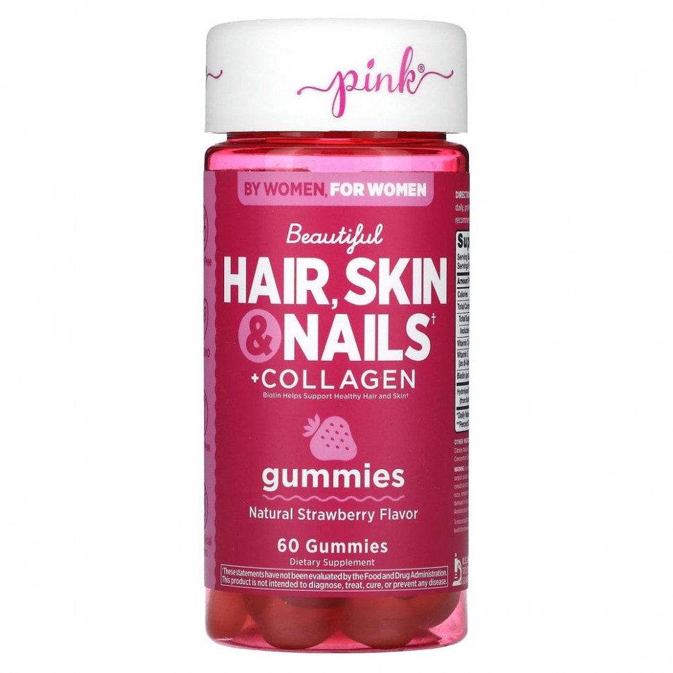   Pink, Beautiful Hair, Skin & Nails + Collagen,  , 60     -     , -,   